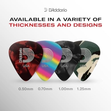 D'Addario Rainbow Celluloid Guitar Picks - 10 Pack Medium