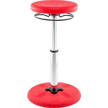 KORE Design Adjustable Wobble Stool Chair, Girls + Boys Kid Desk Stools, Ergonomic Small Office Chairs, Flexible Seating for Active Kids, ADD/ADHD, Classroom, Home, Age 8-12, Tall (16.5-24in), Red