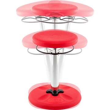 KORE Design Adjustable Wobble Stool Chair, Girls + Boys Kid Desk Stools, Ergonomic Small Office Chairs, Flexible Seating for Active Kids, ADD/ADHD, Classroom, Home, Age 8-12, Tall (16.5-24in), Red