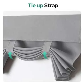 HOMEIDEAS French Blackout Door Window Curtains, Privacy Front Door Curtains for Glass Window, Thermal Insulated Tie Up Shades, Light Grey, 26 X 40 Inch, 1 Panel