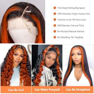 Ginger 13x6 Lace Front Wig Human Hair 200% Density
