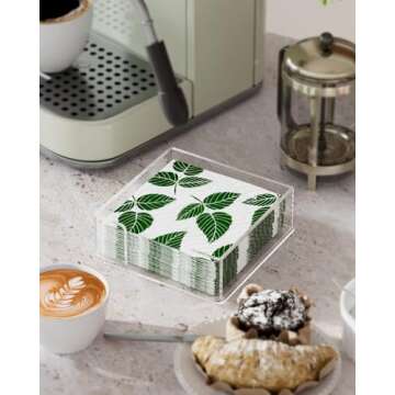 MaxGear Acrylic Cocktail Napkin Holder for Table, Clear Guest Towel Holder, Beverage Buffet Paper Na...