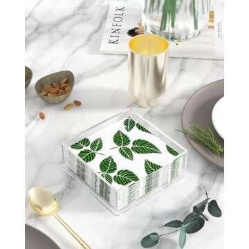 MaxGear Acrylic Cocktail Napkin Holder for Table, Clear Guest Towel Holder, Beverage Buffet Paper Napkin Caddy for Bar, Party, Dinner, Kitchen & Dining Room, Bathroom, 5.5 x 5.5 inches