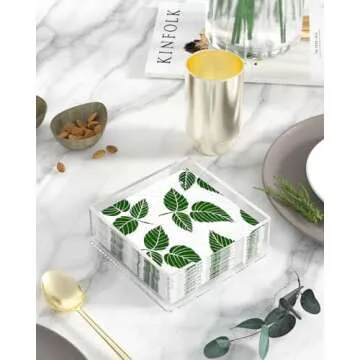 MaxGear Acrylic Cocktail Napkin Holder for Table, Clear Guest Towel Holder, Beverage Buffet Paper Napkin Caddy for Bar, Party, Dinner, Kitchen & Dining Room, Bathroom, 5.5 x 5.5 inches