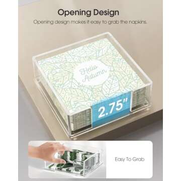 MaxGear Acrylic Cocktail Napkin Holder for Table, Clear Guest Towel Holder, Beverage Buffet Paper Napkin Caddy for Bar, Party, Dinner, Kitchen & Dining Room, Bathroom, 5.5 x 5.5 inches