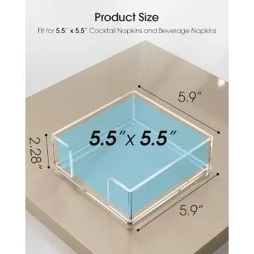 MaxGear Acrylic Cocktail Napkin Holder for Table, Clear Guest Towel Holder, Beverage Buffet Paper Napkin Caddy for Bar, Party, Dinner, Kitchen & Dining Room, Bathroom, 5.5 x 5.5 inches