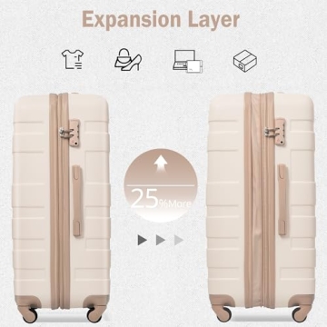 Merax 3-Piece Expandable Luggage Set Durable Lightweight