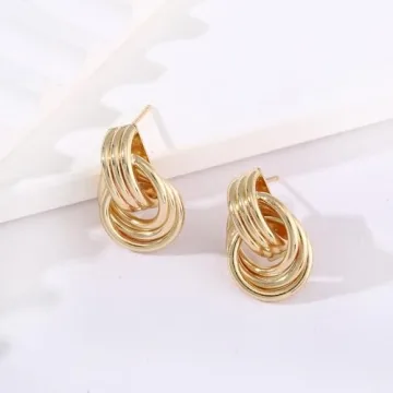 Trendy Chunky Gold Drop Earrings for Women - Minimalist Style