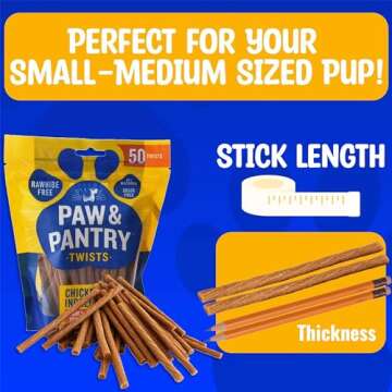 Paw & Pantry 5" Soft & Chewy USA-Chicken Twists - Pack of 50 Rawhide Free Chicken Dog Treats - Grain-Free & Highly Digestible Chewy Sticks for Dogs - Low Fat Dog Treats for Pups