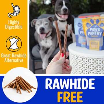 Paw & Pantry 5" Soft & Chewy USA-Chicken Twists - Pack of 50 Rawhide Free Chicken Dog Treats - Grain-Free & Highly Digestible Chewy Sticks for Dogs - Low Fat Dog Treats for Pups