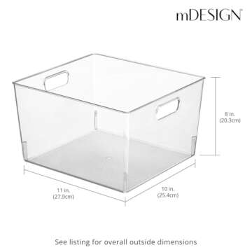 mDesign Large Plastic Office Storage Organizer Bins - 2 Pack