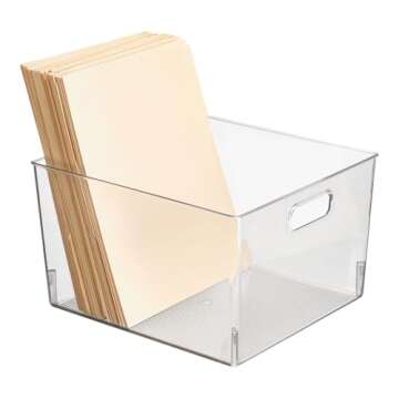 mDesign Large Plastic Office Storage Organizer Bins - 2 Pack