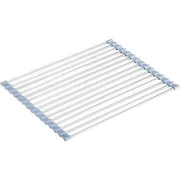 Seropy Roll Up Dish Drying Rack, Over The Sink Dish Drying Rack Kitchen Rolling Dish Drainer, Foldable Sink Rack Mat Stainless Steel Wire Dish Drying Rack for Kitchen Sink Counter Storage 17.5x11.8