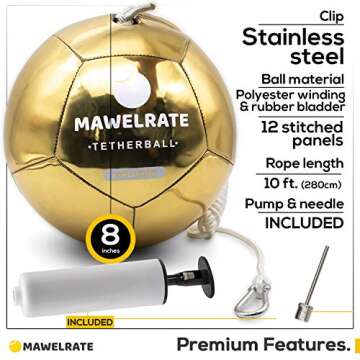 MAWELRATE Durable Tetherball for Small and Big Dogs - Perfect Heavy Duty Outdoor Dog Toy - New and T...