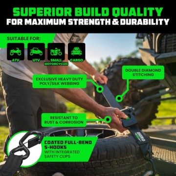 Rhino USA 2-Pack Heavy Duty Retractable Ratchet Straps