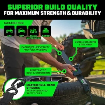 Rhino USA 2-Pack Heavy Duty Retractable Ratchet Straps