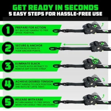 Rhino USA 2-Pack Heavy Duty Retractable Ratchet Straps