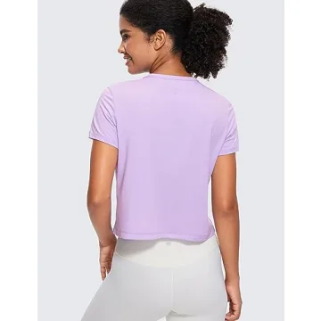 CRZ YOGA Pima Cotton Crop Top - Soft & Lightweight Workout Shirt