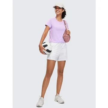 CRZ YOGA Pima Cotton Crop Top - Soft & Lightweight Workout Shirt