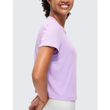 CRZ YOGA Pima Cotton Crop Top - Soft & Lightweight Workout Shirt