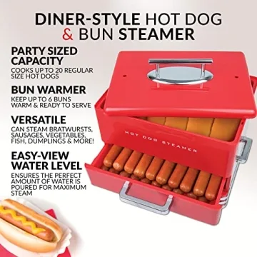 Extra Large Hot Dog Steamer for 20 Dogs and 6 Buns