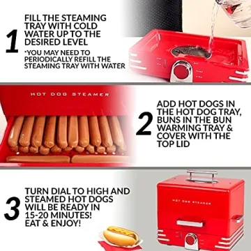 Extra Large Hot Dog Steamer for 20 Dogs and 6 Buns