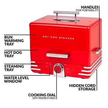 Extra Large Hot Dog Steamer for 20 Dogs and 6 Buns