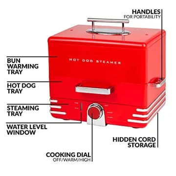 Extra Large Hot Dog Steamer for 20 Dogs and 6 Buns