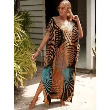 Stylish Kaftan Maxi Beach Dress for Plus Size Women