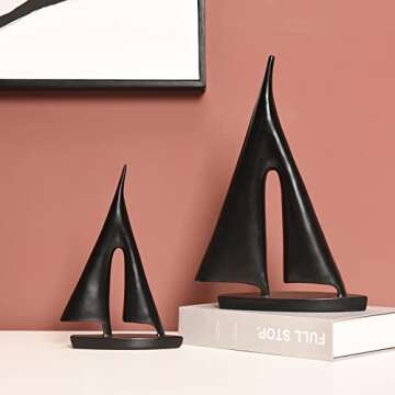 Saysmile Modern Sculptures Home Decor, Sailboat Decor Ornament, Boat Decorations Statue Decor, Art S...