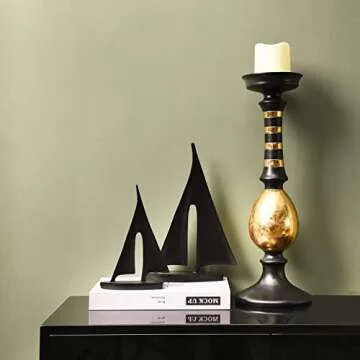 Saysmile Modern Sculptures Home Decor, Sailboat Decor Ornament, Boat Decorations Statue Decor, Art Sculptures and Statues, Sailboat Gifts Home Office Bathroom Shelf Decor (Black-2 Pack)