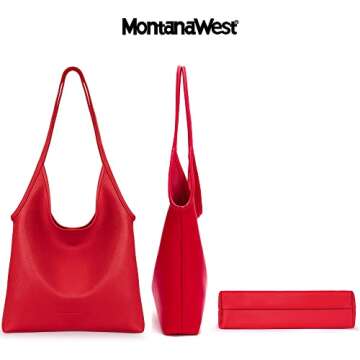 Montana West Hobo Bags for Women Designer Top Handle Purses Soft Ladies PU Leather Shoulder Handbag Set MWC2-111BDY