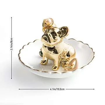 PUDDING CABIN Bulldog Ring Holder Dish, Gifts for Mom Christmas, Birthday Gift for Women Friend Girls Aunt Mothers Day Bridesmaid Wedding Engagement Xmas Gifts, Dog Mom Gifts for Women
