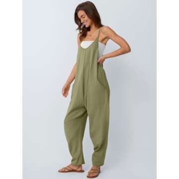 AUTOMET Spring Summer Fashion Outfits Beach Vacation Womens Jumpsuits Casual Rompers Comfy Trendy Overalls Jumpers Clothes 2025 ArmyGreen XS