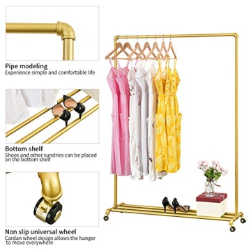 Stylish BOSURU Rolling Gold Clothing Rack for Home Displays