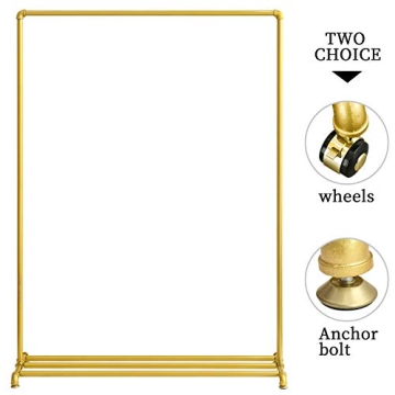 Stylish BOSURU Rolling Gold Clothing Rack for Home Displays