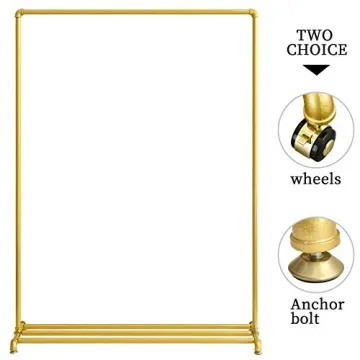 Stylish BOSURU Rolling Gold Clothing Rack for Home Displays
