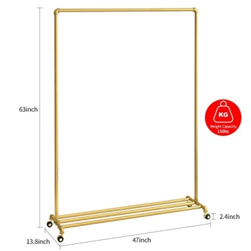 Stylish BOSURU Rolling Gold Clothing Rack for Home Displays