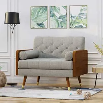 Christopher Knight Home Greta Mid Century Modern Fabric Club Chair - Beige, Dark Walnut
