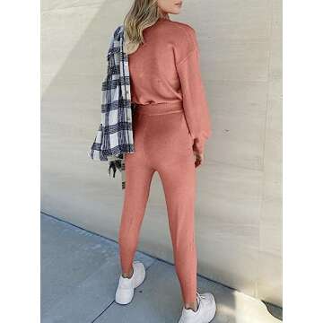 ANRABESS Women's Two Piece Outfits Sweater Sets Long Sleeve Knit Pullover and Jogger Pants Tracksuit Lounge Set 2024 Clothes Medium