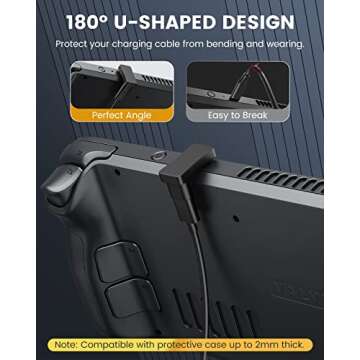 Moko 180 Degree U Shape USB-C Adapter Pack - 100W Fast Charging, 10Gbps Speed, Compatible with Steam...