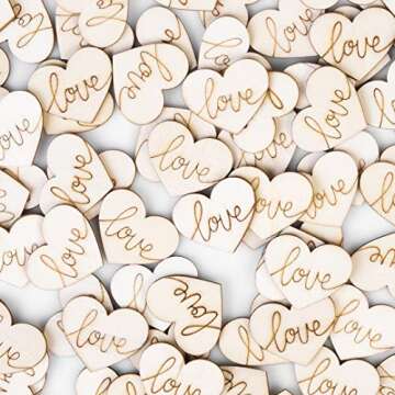 Andaz Press Engraved Wood Heart Confetti, Love, 100-pack, Wood Confetti Hearts For Wedding Engagement Party Confetti, Bridal Shower Confetti For Tables, Bridal Shower Table Decorations