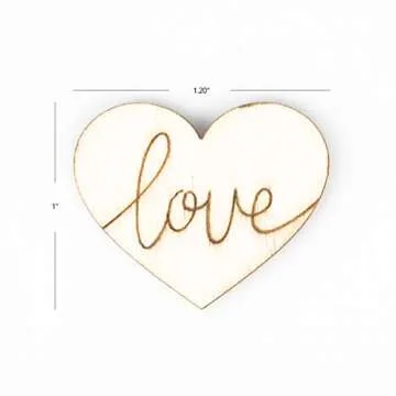 Andaz Press Engraved Wood Heart Confetti, Love, 100-pack, Wood Confetti Hearts For Wedding Engagement Party Confetti, Bridal Shower Confetti For Tables, Bridal Shower Table Decorations