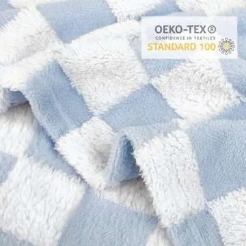 HOMRITAR Checkered Baby Blanket for Boys Girls Warm Cozy Reversible Checkerboard Toddlers Blanket, Fluffy Fuzzy Plush Lightweight Bed Blanket with Chessboard Grid Design 350GSM Baby Blue 30 x 40 Inch