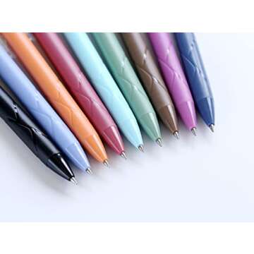 GANSSIA Vintage 9 Colors Erasable Gel Ink Pens 0.5mm Point Assorted Erasable Gel Pen Retractable for Writing Drawing Coloring Art Pack of 9PCS