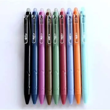GANSSIA Vintage 9 Colors Erasable Gel Ink Pens 0.5mm Point Assorted Erasable Gel Pen Retractable for Writing Drawing Coloring Art Pack of 9PCS