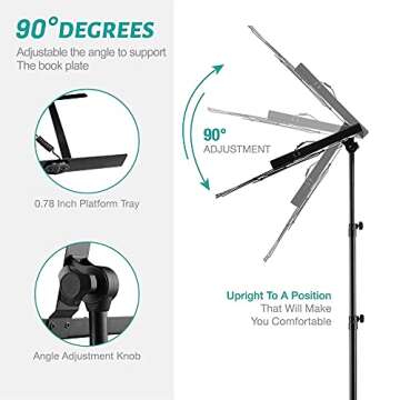 Vekkia Sheet Music Stand - Portable Folding Music Stand with Carrying Bag, Super Sturdy for Travel, Dual Use Metal Desktop Book Stand