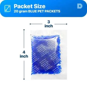 Dry & Dry 20 Gram [100 Packets] Blue Indicating(Blue to Pink) Silica Gel Packets Desiccant Silica Gel Packets - Rechargeable Silica Packets, Silica Gel, Silica Gel Packs