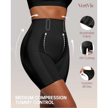 Vertvie Tummy Control Shapewear Shorts for Women: Butt Lifting Body Shaper