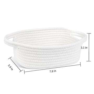 ABenkle Small Storage Basket, Mini Basket, Cute Tiny Cotton Rope Woven Basket, Shelf Basket, Boho De...